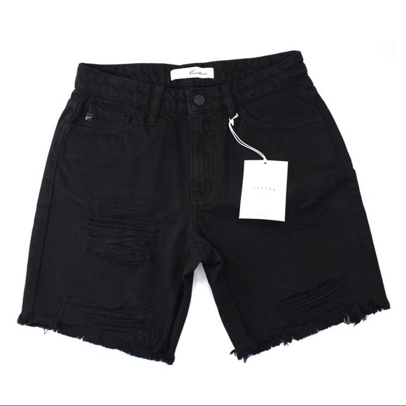 KanCan NEW Black Distressed Ripped Shorts S 3 25 - Picture 2 of 6